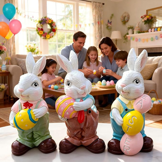 Easter- Cartoon Rabbit Holding Egg Resin Ornament for Home & Garden