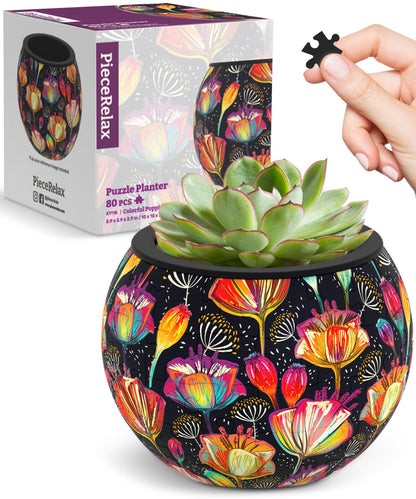 PieceRelax 3D Puzzle Planter – 80-Piece Decorative Plant Pot