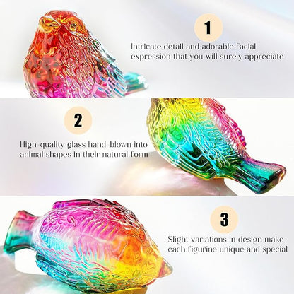 Blown Glass Bird Figurines - Crystal Collectible Decor for Home & Gifts