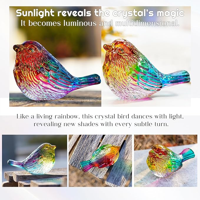 Blown Glass Bird Figurines - Crystal Collectible Decor for Home & Gifts