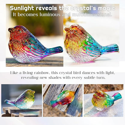 Blown Glass Bird Figurines - Crystal Collectible Decor for Home & Gifts