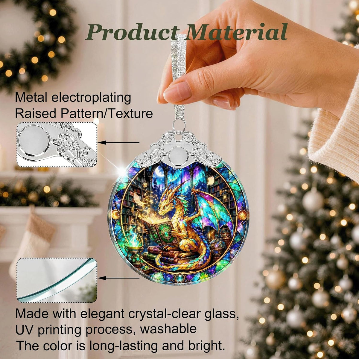 Dragon & Book Christmas Ornament 2026 Glass - Christmas Tree Decorations