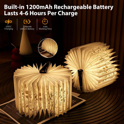 Floral Folding Book Lamp – Gift for Book Lovers