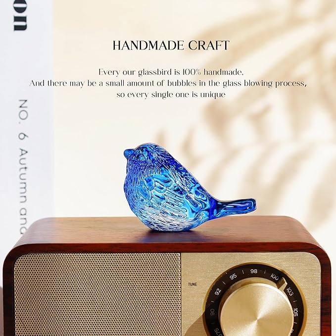 Blown Glass Bird Figurines - Crystal Collectible Decor for Home & Gifts