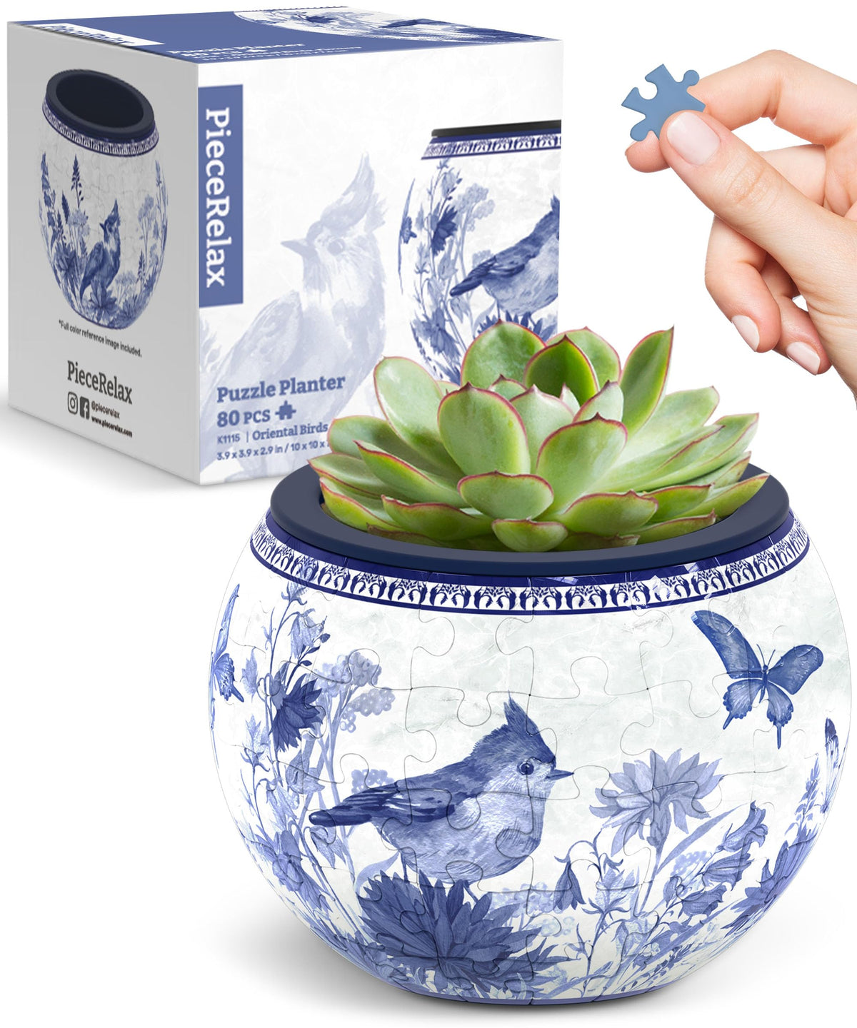 PieceRelax 3D Puzzle Planter – 80-Piece Decorative Plant Pot