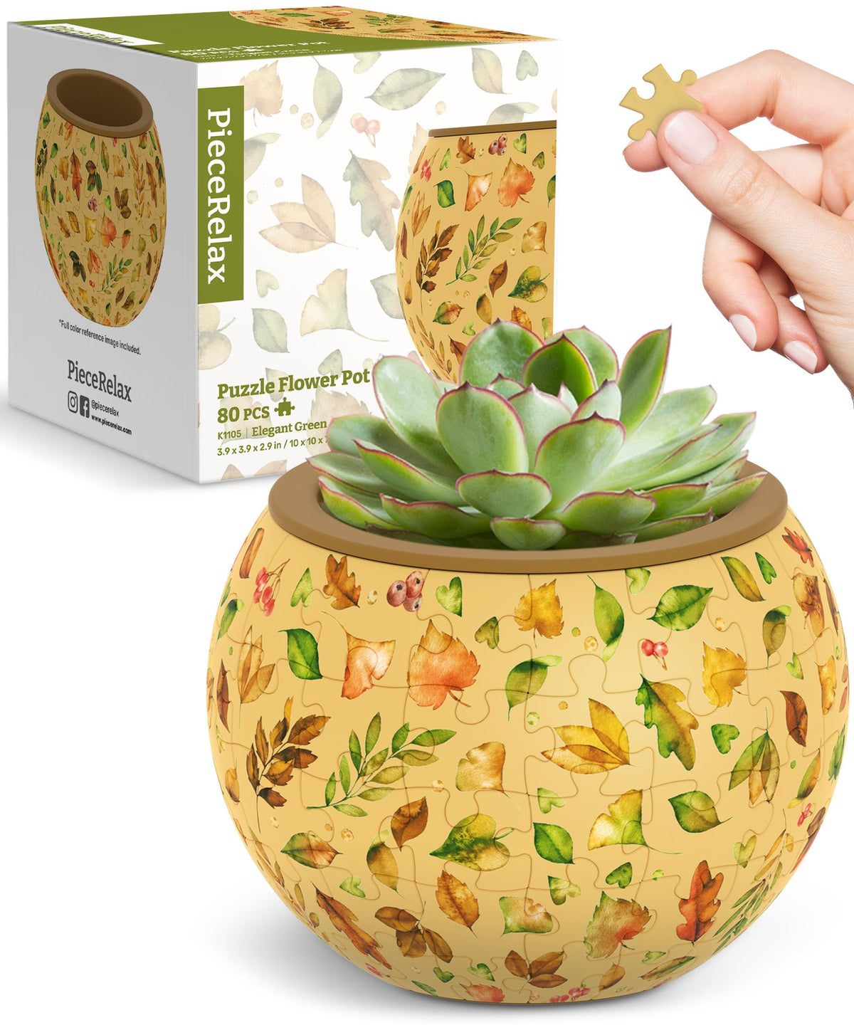 PieceRelax 3D Puzzle Planter – 80-Piece Decorative Plant Pot