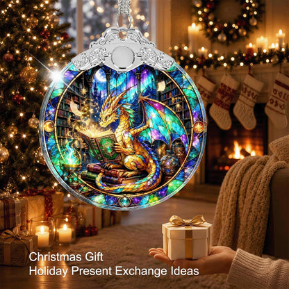 Dragon & Book Christmas Ornament 2026 Glass - Christmas Tree Decorations