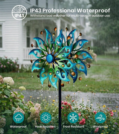 Solar Wind Spinners Outdoor, Yard Decorations Outdoor, Peacock Decor