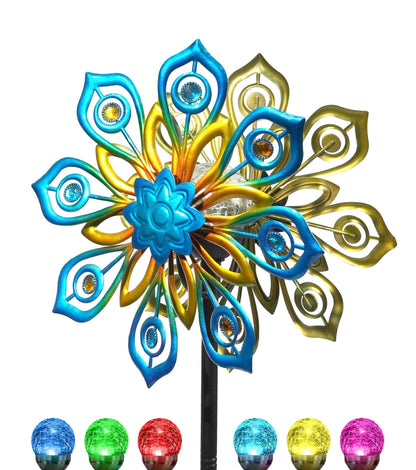 Solar Wind Spinners Outdoor, Yard Decorations Outdoor, Peacock Decor