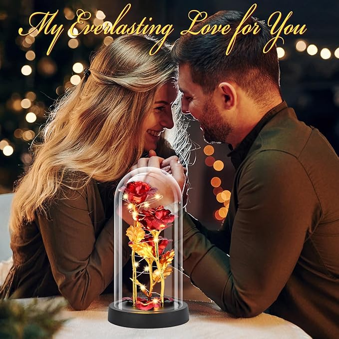 Rose Flower in Glass Dome - Romantic Gifts