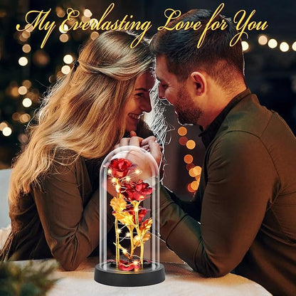 Rose Flower in Glass Dome - Romantic Gifts