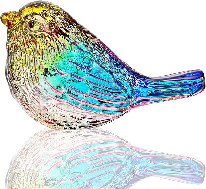 Blown Glass Bird Figurines - Crystal Collectible Decor for Home & Gifts