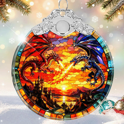 Dragon & Book Christmas Ornament 2026 Glass - Christmas Tree Decorations