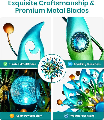 Solar Wind Spinners Outdoor, Yard Decorations Outdoor, Peacock Decor