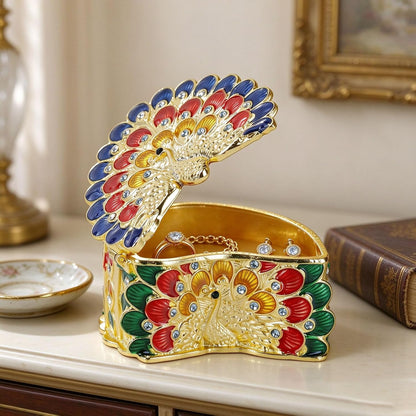Enamel Peacock & Nature-Inspired Trinket Boxes