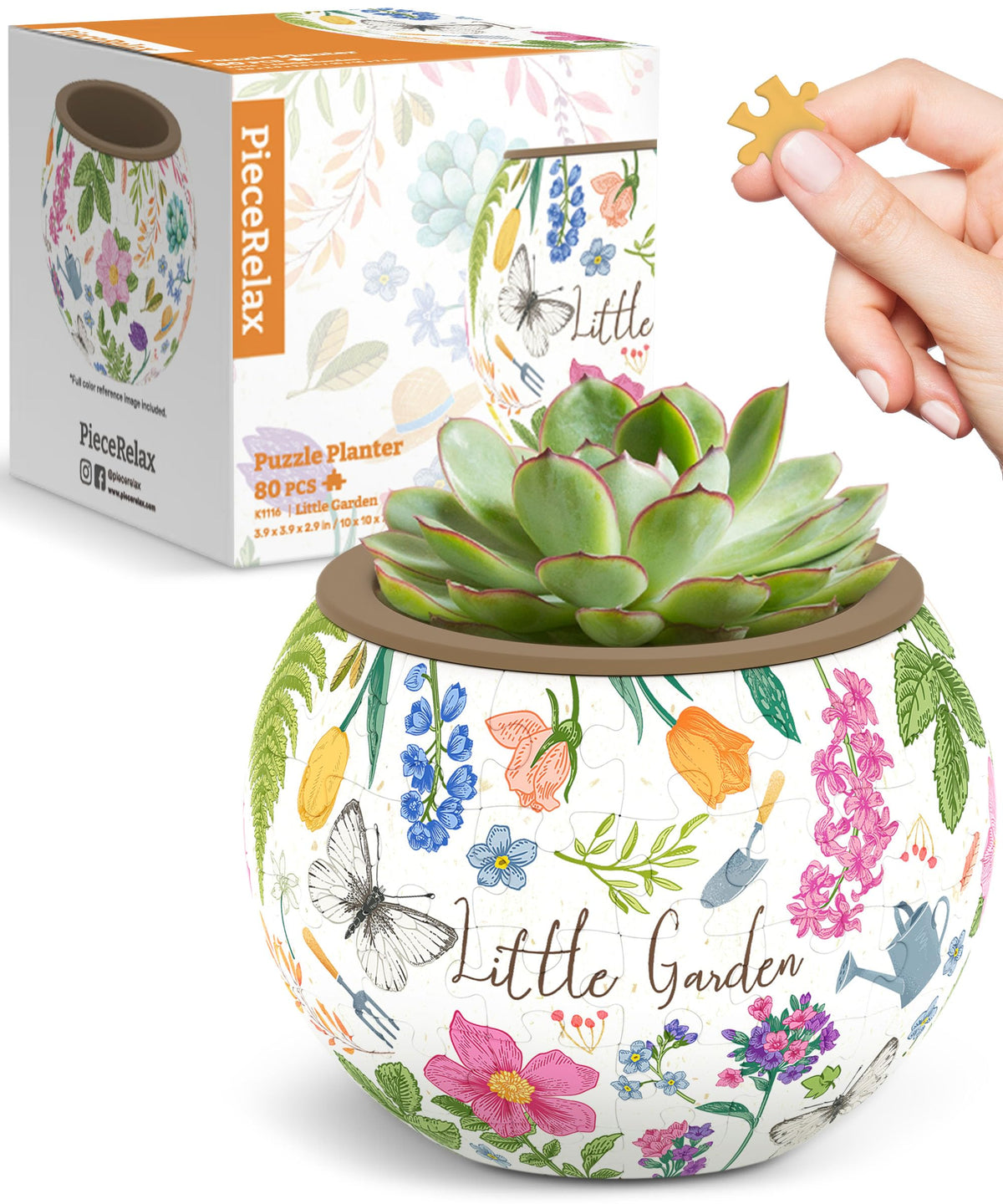 PieceRelax 3D Puzzle Planter – 80-Piece Decorative Plant Pot