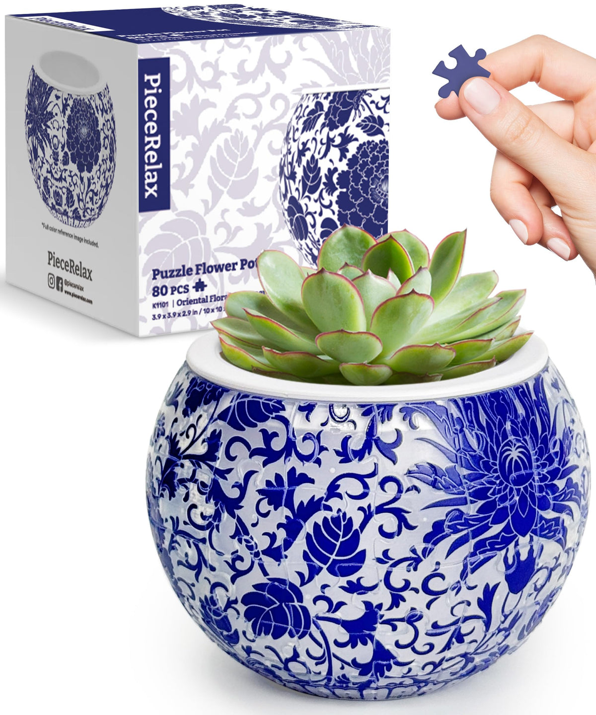 PieceRelax 3D Puzzle Planter – 80-Piece Decorative Plant Pot