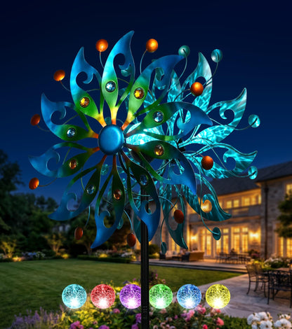 Solar Wind Spinners Outdoor, Yard Decorations Outdoor, Peacock Decor