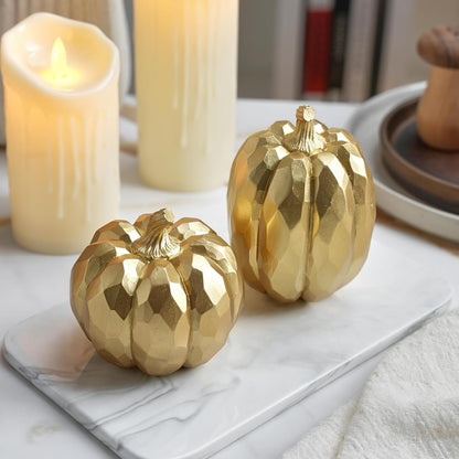 Pumpkin Decor Fall Decoration, Resin Gold Pumpkins for Decorating