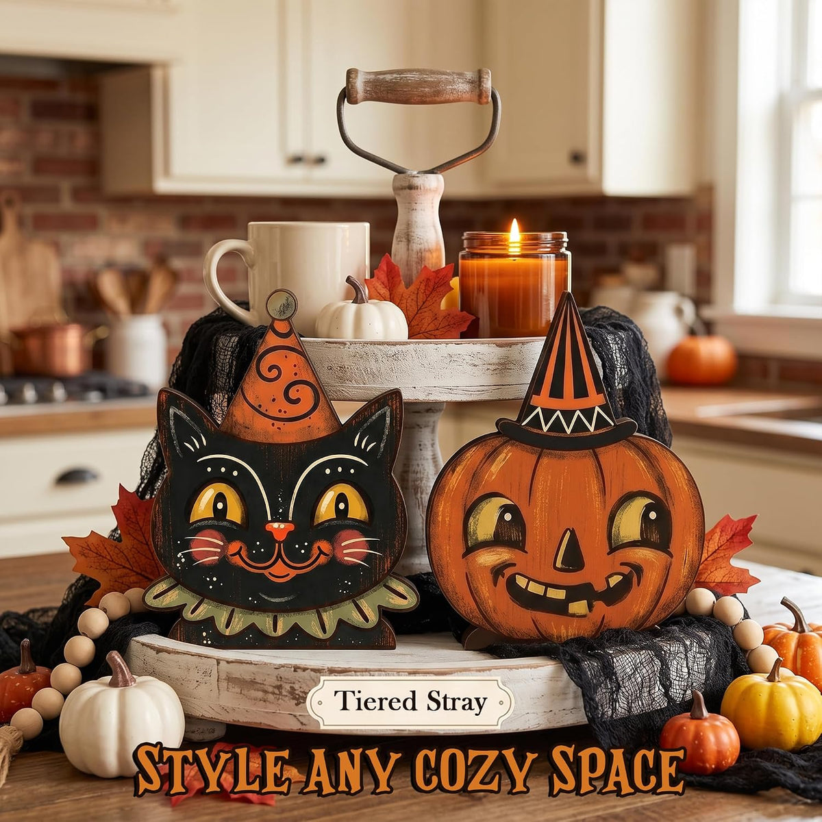 Wooden Halloween Decor Small Halloween Signs Indoor Decor Black Cat Pumpkin
