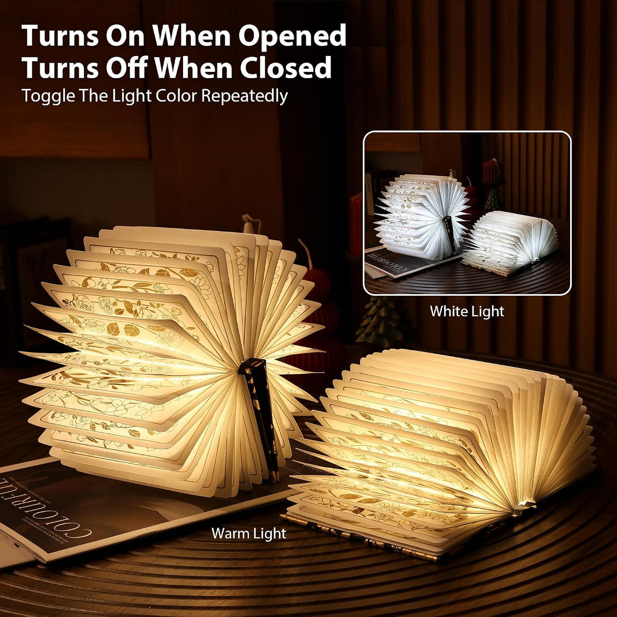 Floral Folding Book Lamp – Gift for Book Lovers