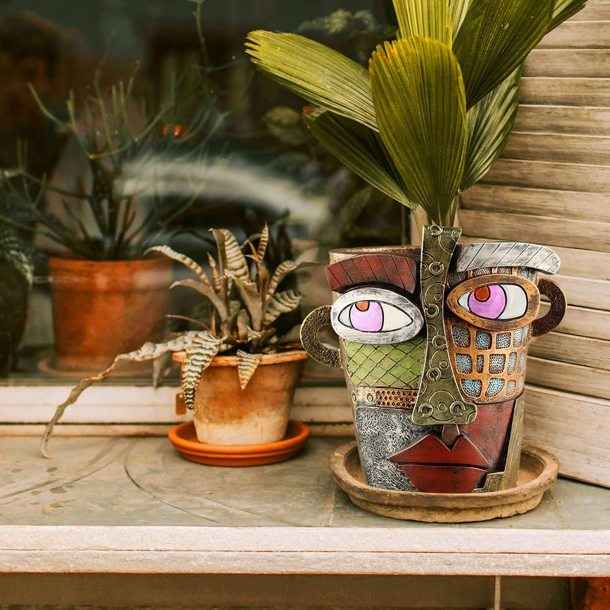 Midogaigai Abstract Face Planter Pots for Indoor Plants&Flowers Home Decor