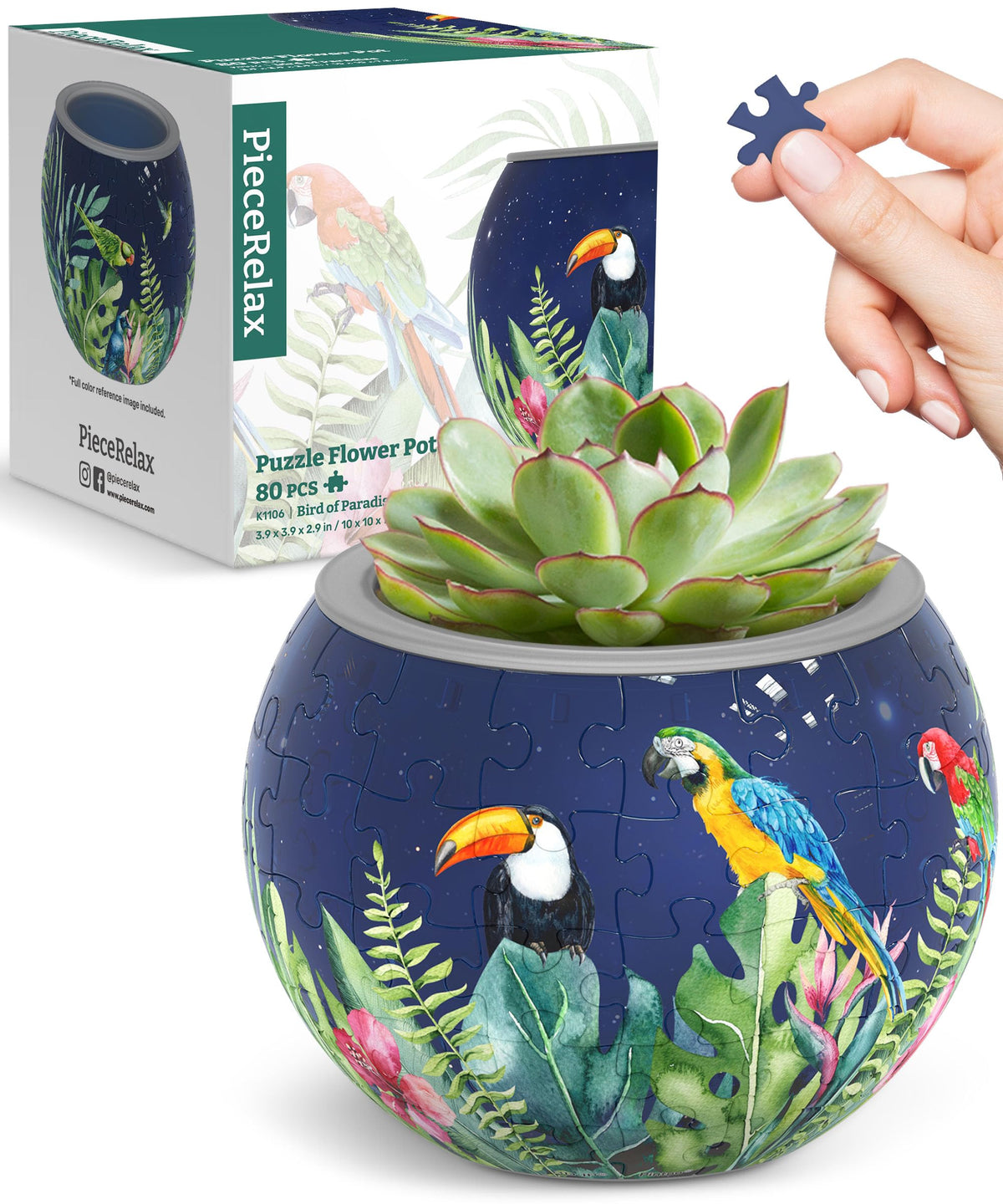 PieceRelax 3D Puzzle Planter – 80-Piece Decorative Plant Pot