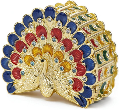 Enamel Peacock & Nature-Inspired Trinket Boxes
