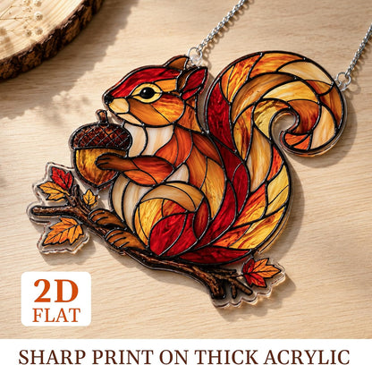 Acrylic Squirrel Suncatcher Autumn Ornamen, Squirrel Gifts for Women