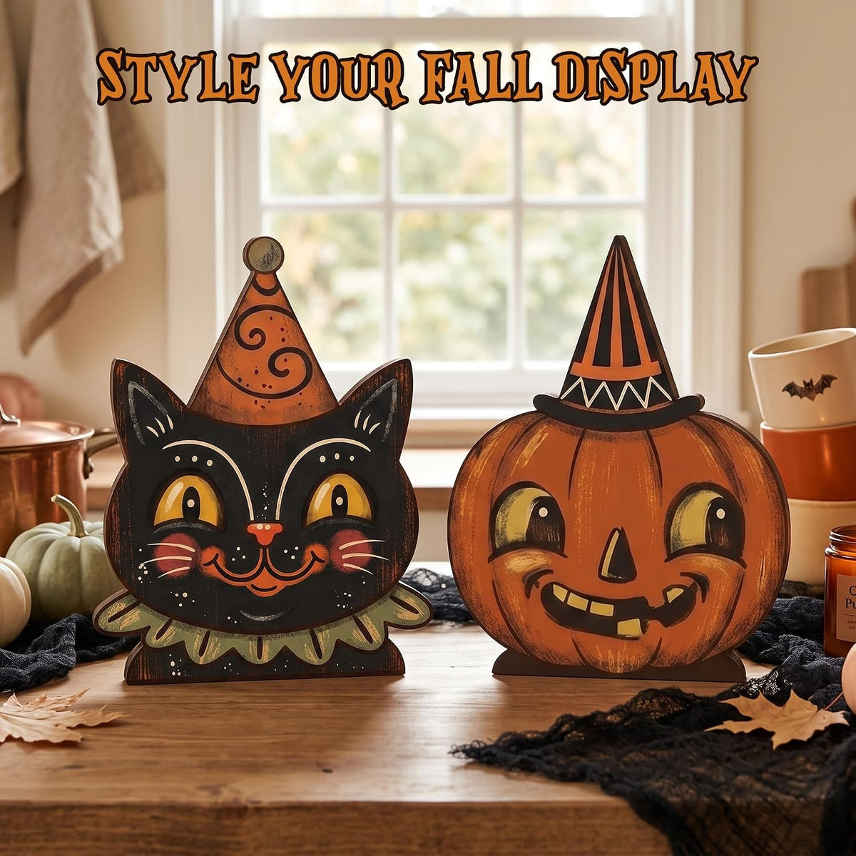Wooden Halloween Decor Small Halloween Signs Indoor Decor Black Cat Pumpkin