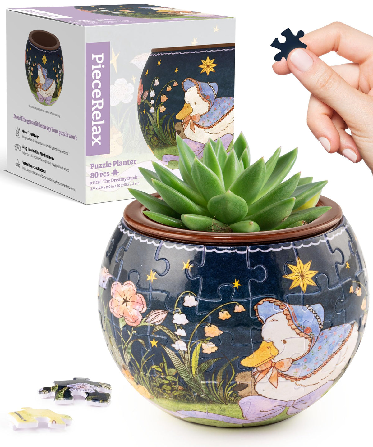 PieceRelax 3D Puzzle Planter – 80-Piece Decorative Plant Pot