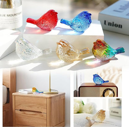 Blown Glass Bird Figurines - Crystal Collectible Decor for Home & Gifts