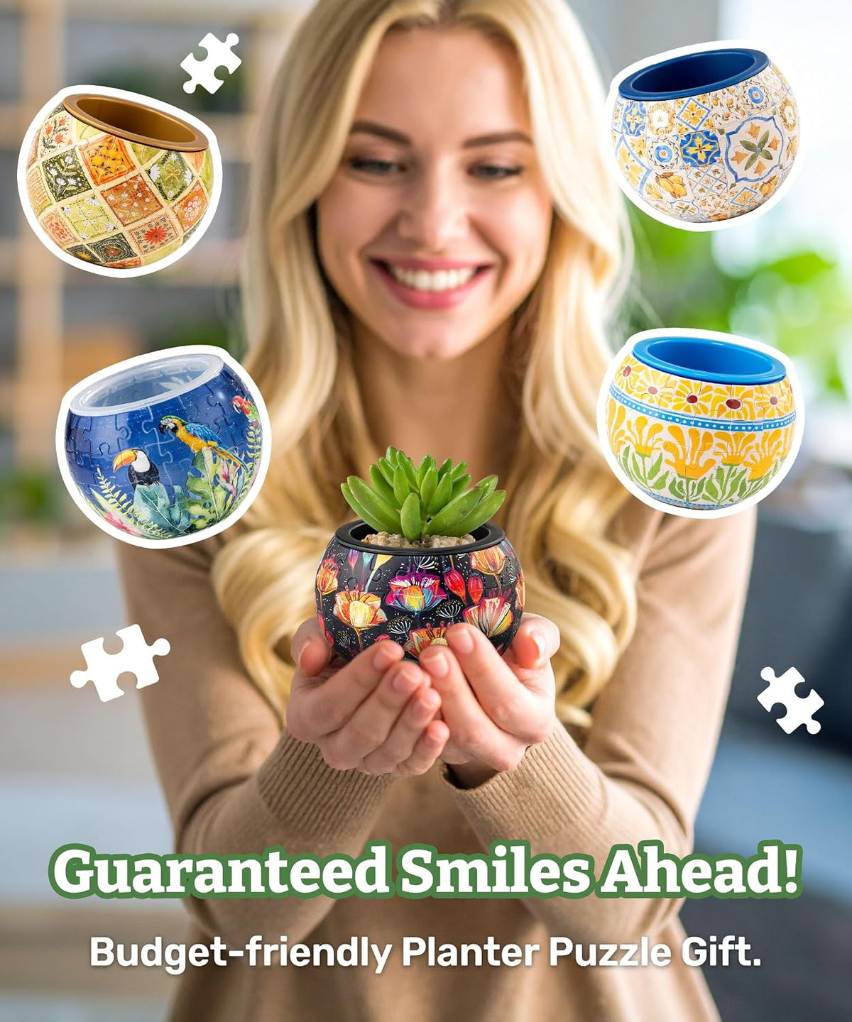 PieceRelax 3D Puzzle Planter – 80-Piece Decorative Plant Pot