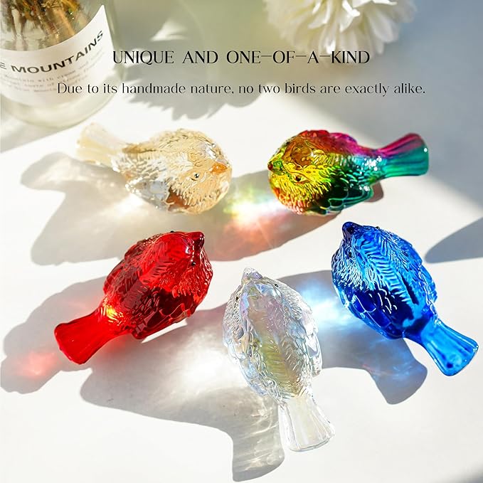 Blown Glass Bird Figurines - Crystal Collectible Decor for Home & Gifts