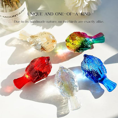 Blown Glass Bird Figurines - Crystal Collectible Decor for Home & Gifts