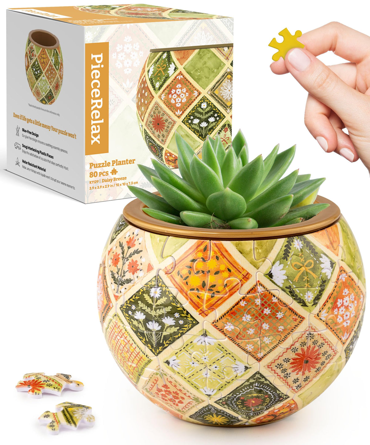 PieceRelax 3D Puzzle Planter – 80-Piece Decorative Plant Pot