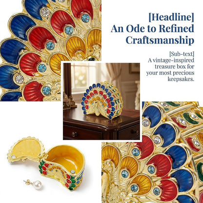 Enamel Peacock & Nature-Inspired Trinket Boxes