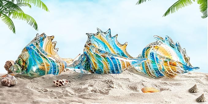 Glass Seashell - Hand Blown Glass Conch Figurines Ornament
