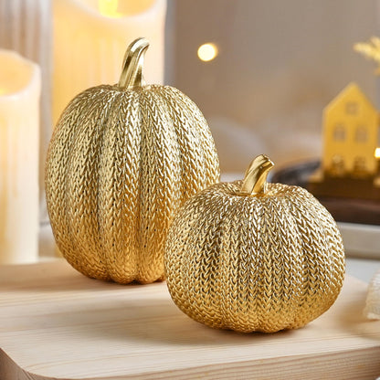 Pumpkin Decor Fall Decoration, Resin Gold Pumpkins for Decorating