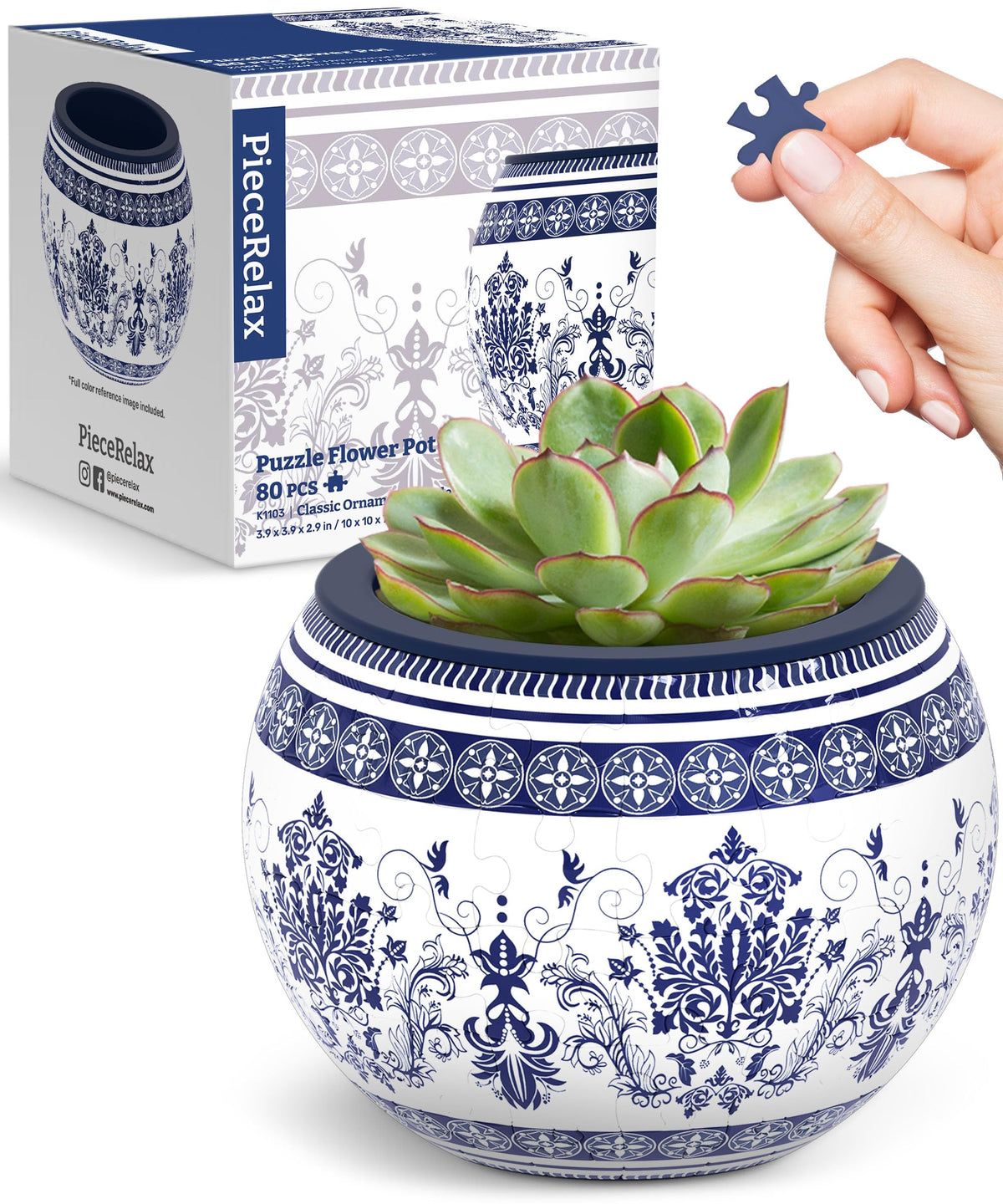 PieceRelax 3D Puzzle Planter – 80-Piece Decorative Plant Pot