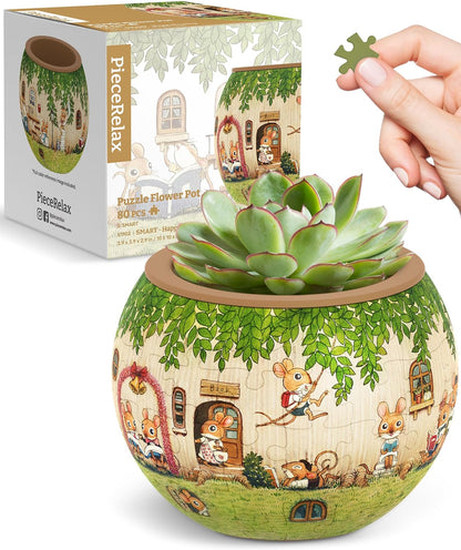 PieceRelax 3D Puzzle Planter – 80-Piece Decorative Plant Pot