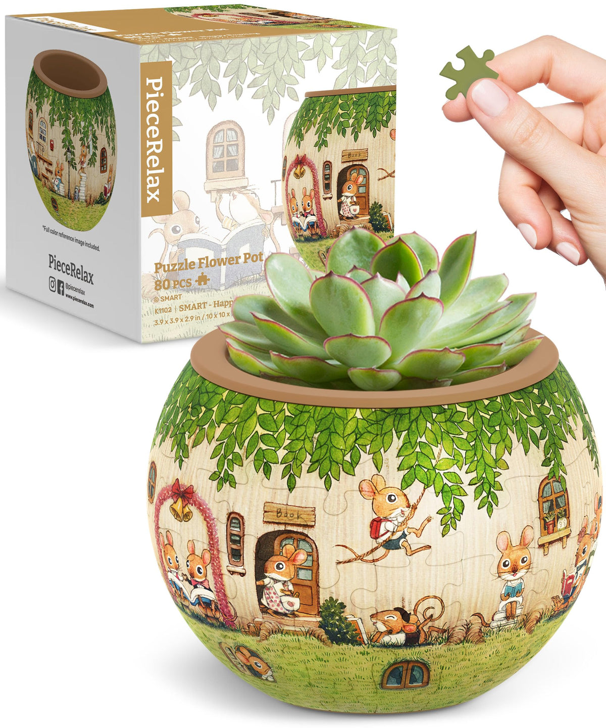 PieceRelax 3D Puzzle Planter – 80-Piece Decorative Plant Pot