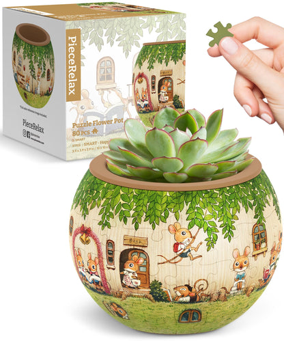 PieceRelax 3D Puzzle Planter – 80-Piece Decorative Plant Pot