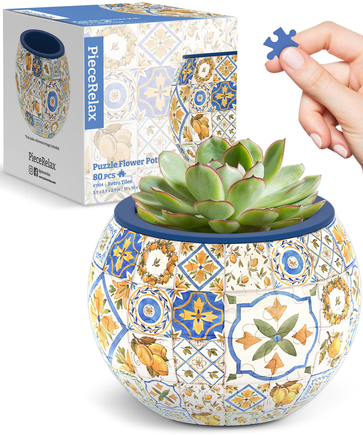 PieceRelax 3D Puzzle Planter – 80-Piece Decorative Plant Pot