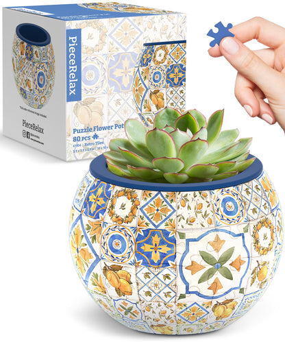 PieceRelax 3D Puzzle Planter – 80-Piece Decorative Plant Pot