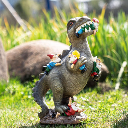 SOWSUN 14" Garden Gnomes Statue Dinosaur Outdoor Decor Gifts for Women