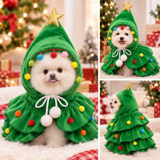 Christmas Pet Cape – Cozy Holiday Cloak for Dogs & Cats, Cute Winter Costume for Christmas Photos & Parties