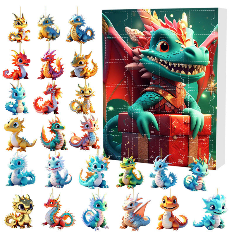 Advent Blind Box: 24 Cute Dragon Baby Acrylic Ornaments for Christmas Decor