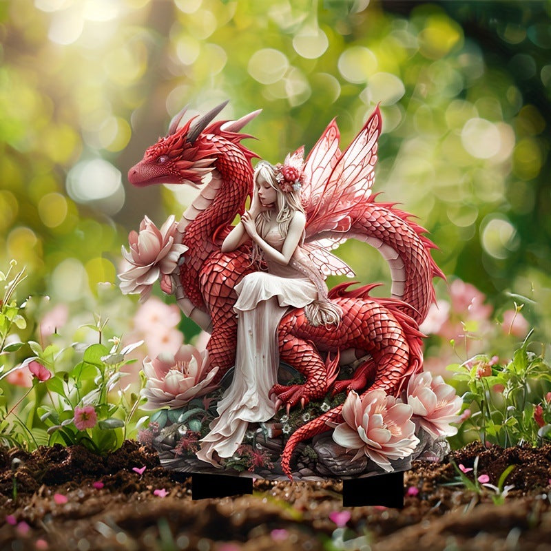 Fantasy Fairy & Dragon 2D Acrylic Tabletop Decor