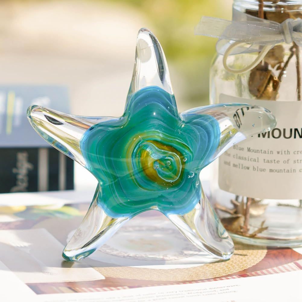 Premium Multicolor Luxury Coastal Accent Glass Starfish Sculpture